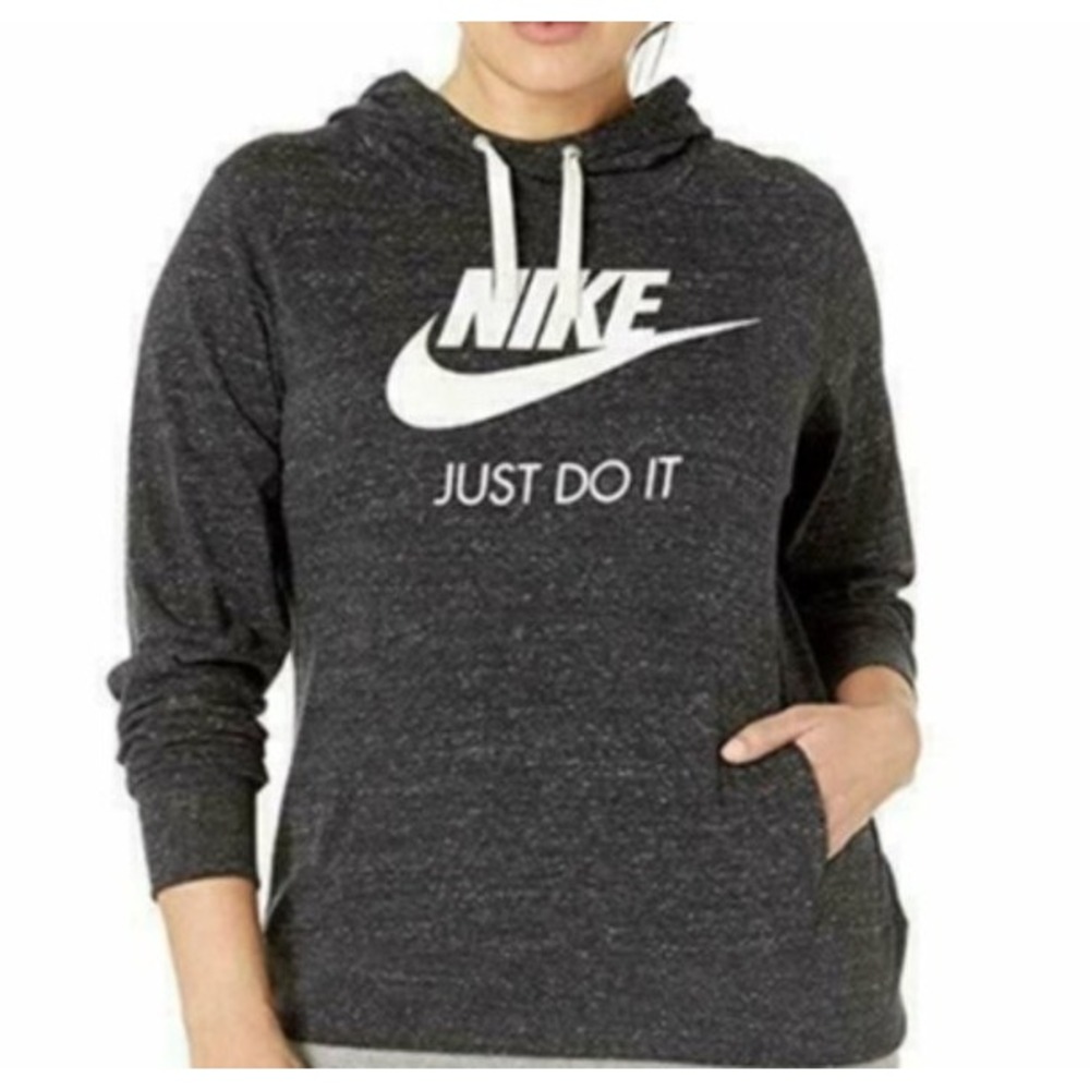 Nike Sportswear Gym Vintage "Just Do It" Pullover Hoodie Charcoal Gray 1X Sporty